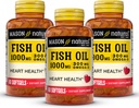 MASON NATURAL Omega,3 Fish Oil, 180,Day Supply, 1000mg with EPA and DHA for Joint Support, 60 Softgel Pills (3 Pack)