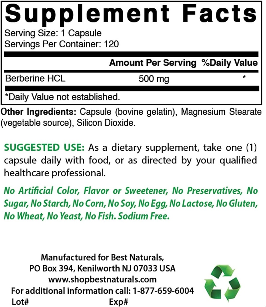 Best Naturals Berberine 500mg & Vitamin K2 (MK7) with D3