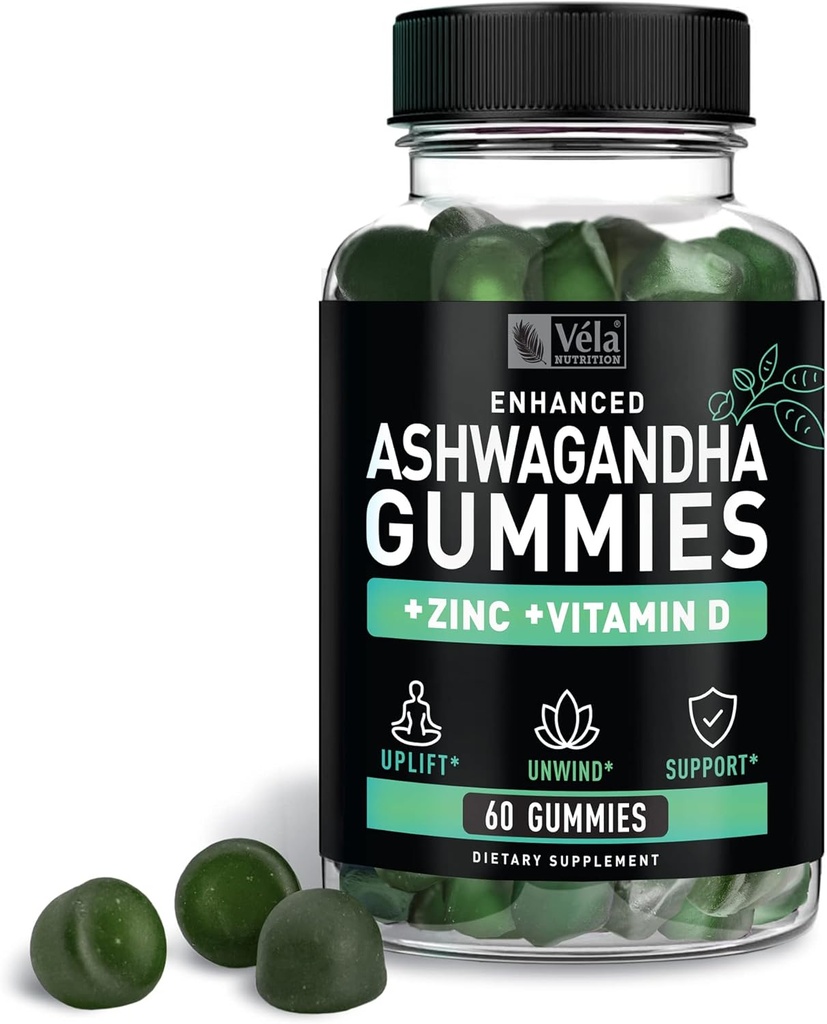 Ashwagandha Gummies for Mood Support for Women and Men - 1500mg Quick-Acting - Chewable Supplements - Vitamin D & Zinc