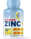 Advanced Zinc Picolinate 50mg Immune Health Support Enhanced with VIT D3 and K2-60 Capsules, Supplements, Zinc Supplements for Men and Women, Maintaining Cardiovascular, Bone, and Overall Wellness