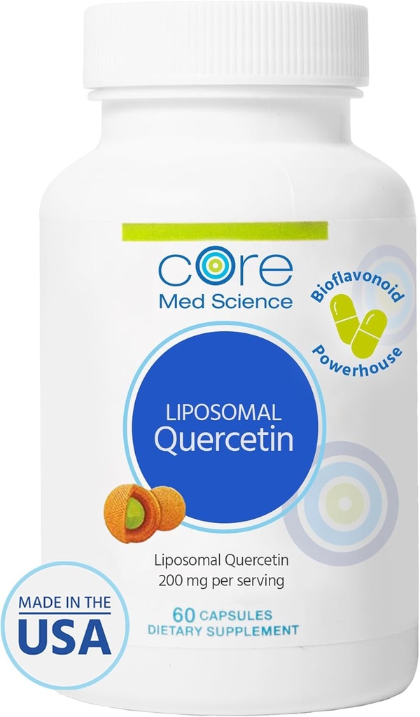 Core Med Science Liposomal Quercetin, 200mg (60 Capsules) - Quercetin Supplement Supports Vitamin C and Zinc Absorption - Promotes Immune System & Heart Health, Gluten-Free & Dairy-Free