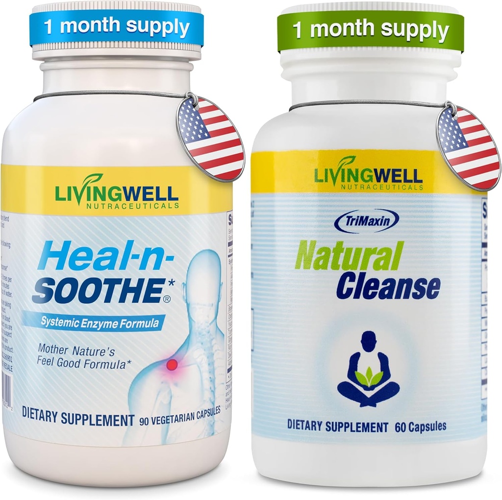HEAL-N-SOOTHE Natural Cleanse Supplement Proteolytic Enzyme and Natural Digestive Health Supplement