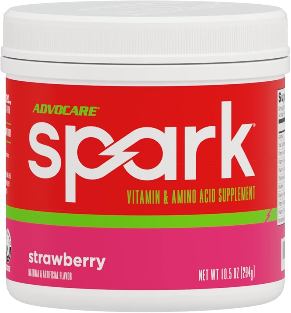 AdvoCare Spark - Energy Drink Mix - Vitamin & Amino Acid Supplement - Supports Energy & Focus - Portable Immune Support - Sugar-Free - Strawberry
