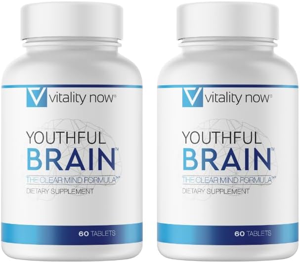 Youthful Brain 2 Bottle Bundle - Memory & Brain Health Support Supplement - Brain Booster Clarity with Bacopa Monnieri, Ginkgo Biloba, B12-60-Day Supply (120 Count)