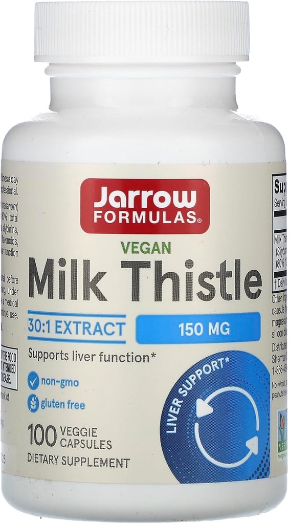 Jarrow Formulas Milk Thistle 150 mg - 100 Veggie Capsules - Antioxidant Supporting Immune Response, Liver Function & Glutathione - Up to 100 Servings