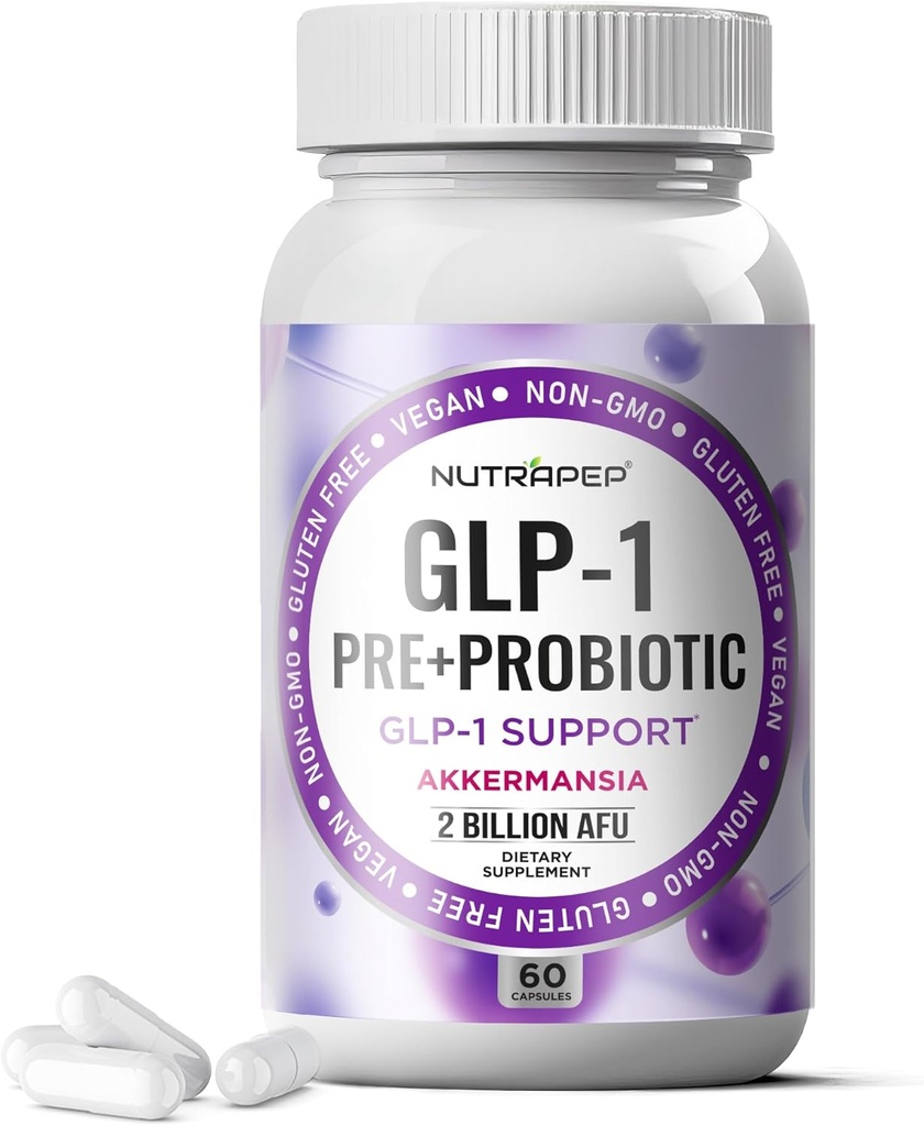 Akkermansia Muciniphila GLP-1 Probiotic Supplements - 2 Billion AFU with Xylooligosaccharides XOS Clostridium Bifidobacterium Increases GLP1 Production - Gluten Free Vegan Capsules for Men Women