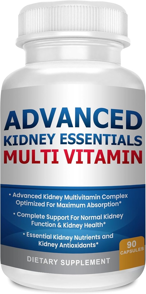 Advanced Kidney Essentials Multivitamin. Kidney Support Supplement for Complete Kidney Health. Kidney Health Supplement with Renal Vitamins 90 Caps