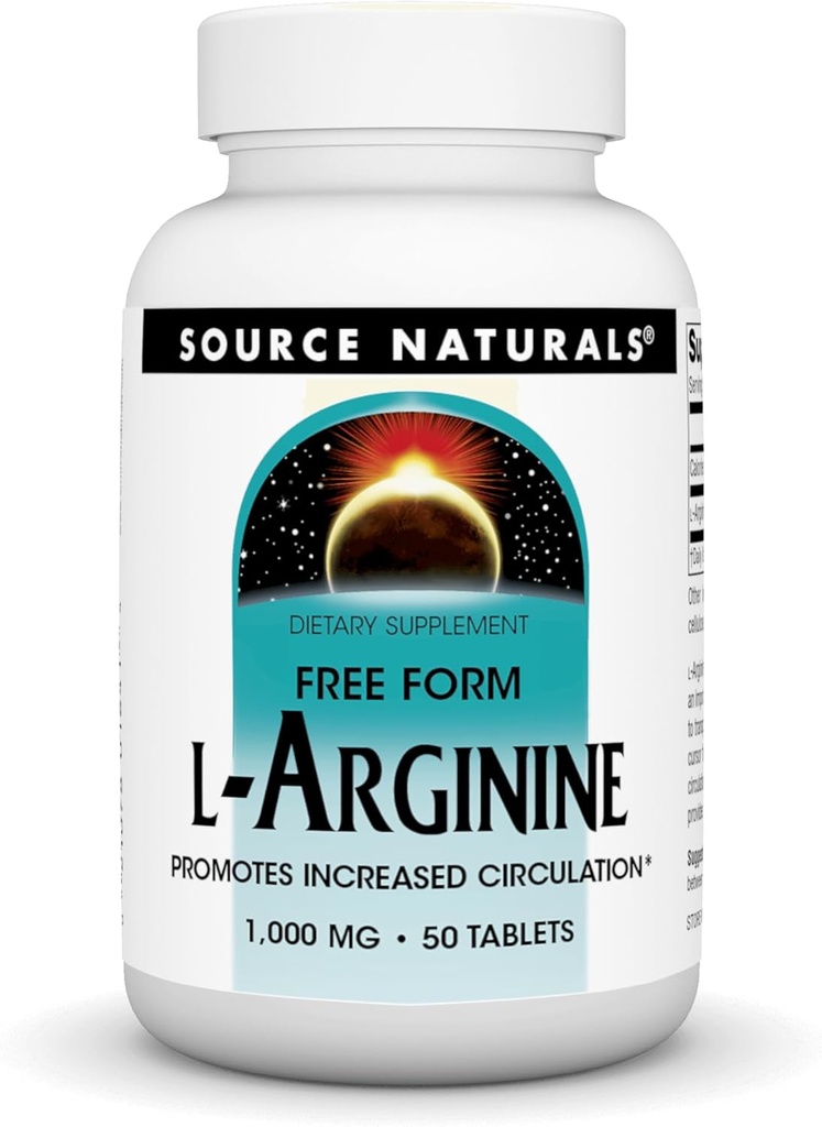 Source Naturals L-Arginine Promotes Increased Ciculation* 1000 mg Free Form - 50 Tablets