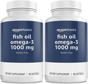 Amazon Basics Fish Oil Omega-3 1000 mg, 90 Softgels (1 per Serving), Gluten Free (Pack of 2)