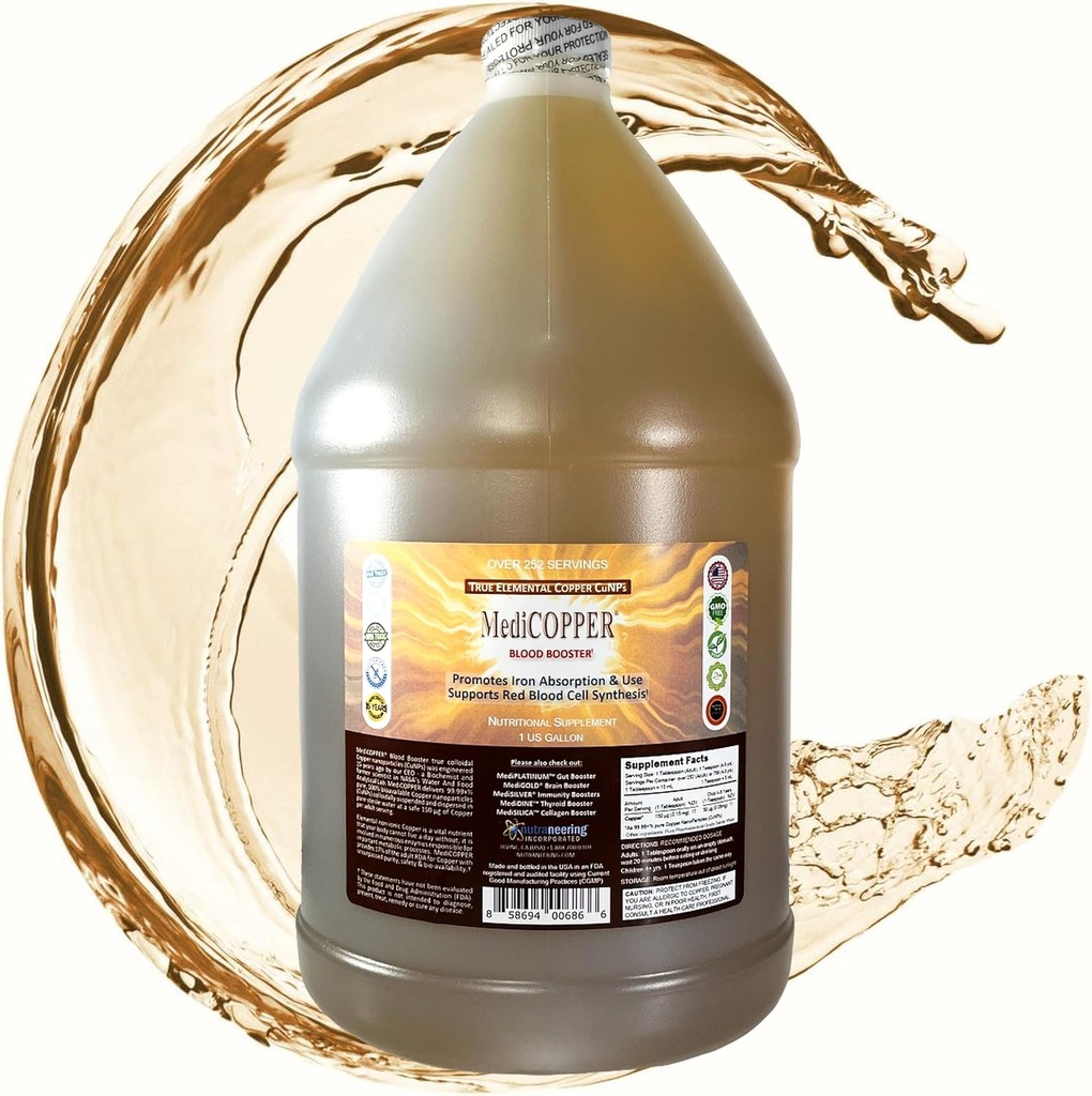 True Colloidal Copper Dietary Supplement - 1 US Gallon in Opaque BPA-Free Plastic Jug