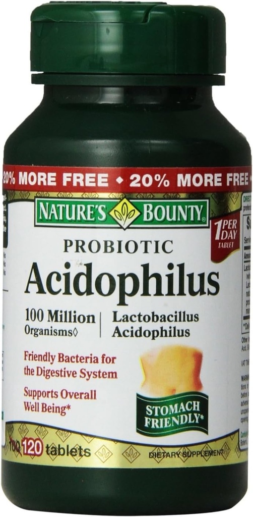 Nature's Bounty Probiotic Acidophilus Tablets, 120 ea (Pack of 5)