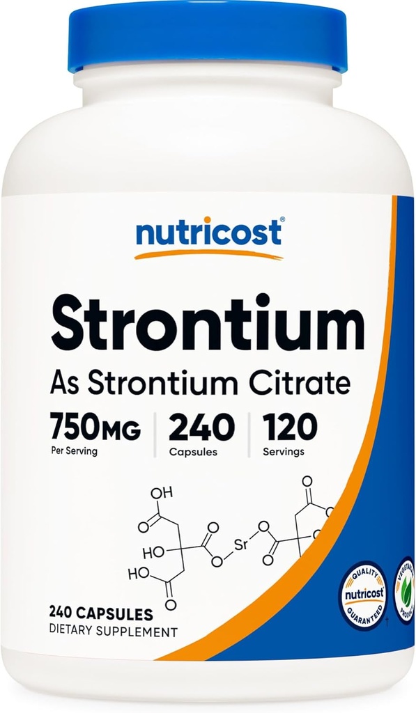 Nutricost Strontium Capsules 750mg, 240 Capsules - Vegetarian, Non-GMO, Gluten Free