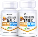 Healthfare Aged Black Garlic Supplement Pills | 2000mg Equivalent | 2 Bottles, 180 Vegan Capsules | Fermented Odorless Garlic Extract | Non-GMO, Gluten-Free | Made in USA