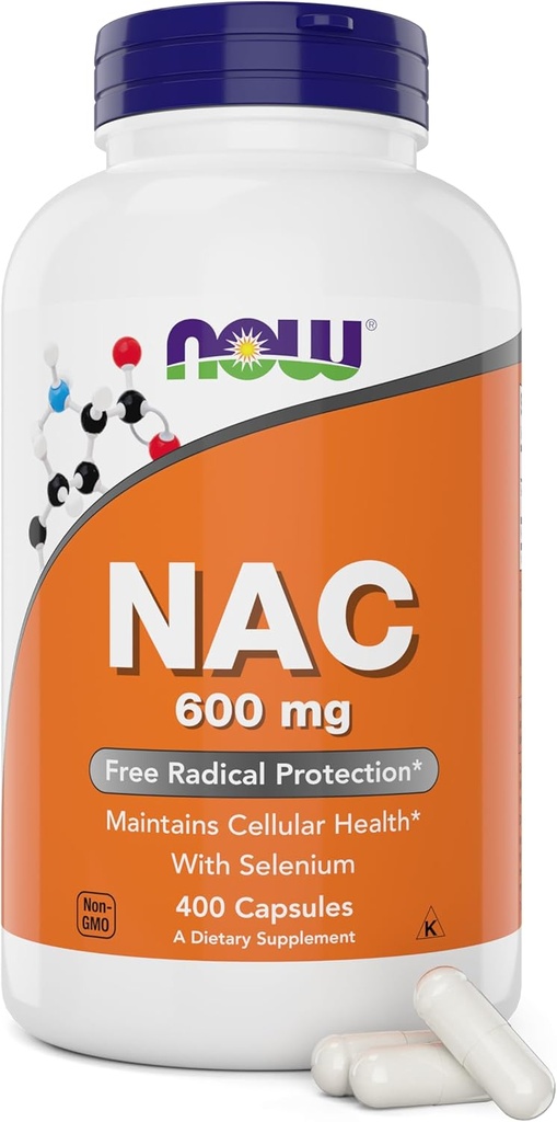 Now NAC 600 mg, 400 Capsules, N-Acetyl Cysteine with Selenium