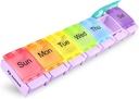 AUVON Weekly Pill Organizer Arthritis Friendly, BPA Free Travel 7 Day Pill Box Case with Spring Open Design and Large Compartment to Hold Vitamins, Cod Liver Oil, Supplements and Medication