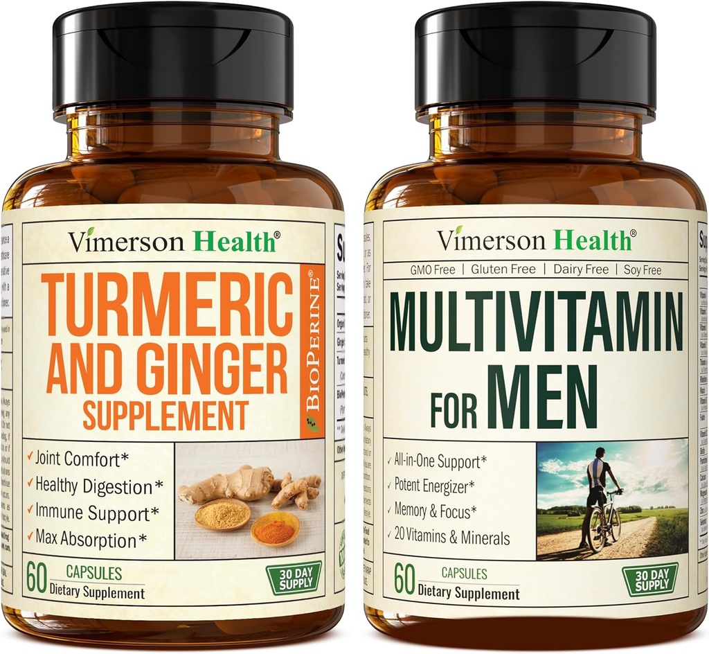 Turmeric Supplement and Ginger Root Joint Support Supplement & Complete Multivitamin for Men