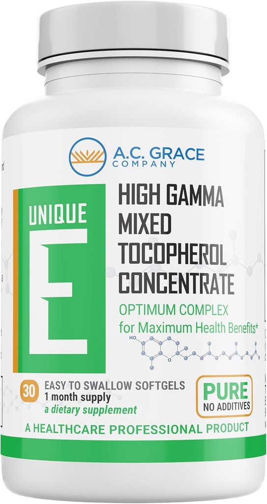 UNIQUE E A.C. Grace Company, Mixed Tocopherols Concentrate Softgels, 30 Count