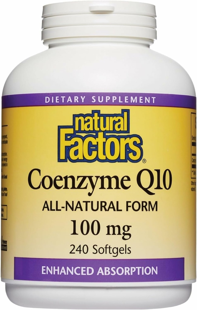 Natural Factors Coenzyme Q10 - Antioxidant Support Supplement Supports Cellular Energy Production - Better Absorption Aids Healthy Heart Function - 100 mg, 240 Softgels (240 Servings)