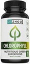 Zhou Chlorophyll Tablets - Chlorophyll Pill Supplement for Women and Men, Health and Wellness Support, Daily Super Greens with Natural Vitamins and Minerals - 90 Tablets