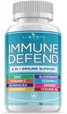 8 in 1 Immune Defense Support, Immunity Capsules Supplement with Echinacea Zinc 50mg, Vitamin C, D3 5000 IU, Turmeric Curcumin & Ginger, Echinacea - for Kids Adults (1 Pack)