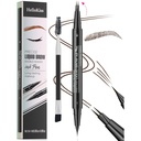 9708 2-Tip Double-Ended Eyebrow Pen, 2-in-1, with Eyebrow Brush. Waterproof and Sweat Proof,Precise Liquid Brow, 5 Shades, Long-Lasting (3#Dark Brown)