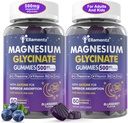 Magnesium Glycinate Gummies 500mg/250mg for Adults Kids Teens, Sugar Free Magnesium Calm Sleep Aid, Kids Sleep Gummies with L-Theanine Glycine B6 for Sleep, Calm, Muscle,Relax Brain,No Melatonin,2Pack