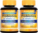 NewRhythm Probiotics 50 Billion CFU 20 Strains, 120 Veggie Capsules, Targeted Release Technology, Stomach Acid Resistant, No Need for Refrigeration, Non-GMO, Gluten Free