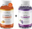 Natural BioScience Sugar Free Vitamin D3 K2 Gummies 5000 IU & Iron Gummies with Vitamin C, Extra Strength, Immune Support, Bone Health, Heart Health, Energy Support, 60 Gummy Vitamins