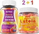 NEVISS Sugar Free Prebiotic Fiber Gummies 120 Counts + Lutein Gummies 60 Counts