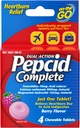 Pepcid Complete Acid Reducer + Antacid for Acid Reflux, 10mg Famotidine, 800mg Calcium Carbonate & 165mg Magnesium Hydroxide per Antacid Chew, Individual Packets, Berry Flavored, 4 ct