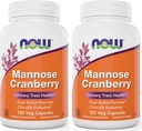 NOW Foods Mannose Cranberry, 120 Capsules (Pack of 2) - with PAC - 450mg dMannose, 250mg Whole Cranberry - Urinary Tract Health* - Vegan Friendly Supplement, Non-GMO