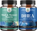 Bundle of Advanced Nootropics Brain Support Supplement with Memory & Focus Vitamins and DHEA Supplement for Hormone Balance, Improves Mood Stability, Brain Function, Immune System, Energy & Fertility