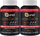 Qunol Ultra CoQ10 100mg 3X Better Absorption Patented Water and Fat Soluble Natural Supplement Form Coenzyme Q10 Antioxidant for Heart Health Packs Softgels, 120 Count
