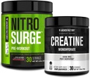 Jacked Factory NITROSURGE Pre-Workout Supplement - Intense Pumps (30 Servings, Watermelon) & Creatine Monohydrate Powder for Muscle Growth (30 Servings, Unflavored)