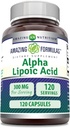 Amazing Formulas Alpha Lipoic Acid 300 Mg Capsules Supplement | Non-GMO | Gluten Free | Made in USA (120)