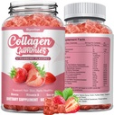 Collagen Gummies with Vitamin C, Zinc and Biotin, Strawberry Flavor Beauty Supplement, Hydrolyzed Collagen Peptides Supplement for Hair, Skin, Nails & Wrinkles, Non-GMO, Gluten Free, 60 Gummies