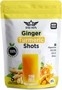 Ginger Turmeric Supplements with Piperine, Vitamin C, Vitamin D3 & Zinc | Turmeric Ginger Shots for Joint, Heart, Brain, Gut & Skin Health | 100 Servings | Ayurvedic | Powder