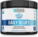 Zhou Daily Blues - Blue Spirulina Powder Organic, Blue Algae Energy Superfood Supplement for Smoothie, Vegan Drink Mix - Blueberry Flavor, 4.22 oz (25 Servings)