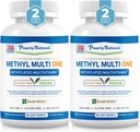 Power By Naturals Methyl Multi One – Iron-Free Methylated Multivitamin for Men & Women with B12 Methylcobalamin, P5P, Folate (5-MTHF), CoQ10 & Zinc for Energy & MTHFR Support, 60 Capsules (2-PK)