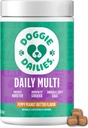 Doggie Dailies 5 in 1 Multivitamin for Dogs, Dog Multivitamin for Skin and Coat Health, Joint Health, Improved Digestion, Antioxidants, Support a Healthy Immune System (Peanut Butter) 225 Soft Chews