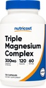 Nutricost Triple Magnesium Complex (300mg, 120 Capsules) - from Di-Magnesium Malate, Bisglycinate and Citrate, 60 Servings
