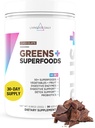 Livingood Daily Greens & Superfood Powder, Super Greens for Gut Health, Green Juice Powder with Spirulina, Chlorella, and Digestive Enzymes, Probiotics for Digestive Support, Chocolate, 30 Servings
