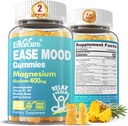 Sugar Free Magnesium Glycinate Gummies 400mg with Ashwagandha, B1, B3, Rhodiola Rosea & Saffron for Support Rest, Mood & Calm Magnesium Gummies for Adults, Chewable Magnesium Supplement, Vegan, 120Ct