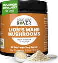 FOUR LEAF ROVER - Lion's Mane Mushrooms for Dogs - Supports Healthy Brains and Nervous Systems in Dogs of All Ages - Organic Whole Mushrooms - 3rd Party Tested - 60 Day Large Dog Supply