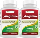 Best Naturals L-Arginine 500mg 250 Capsules (250 Count (Pack of 2))