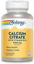 Solaray Calcium Citrate with Vitamin D3 1000mg - Bone Strength and Healthy Teeth Support - Gentle Digestion Formula - Lab Verified, 60-Day Guarantee - 15 Servings, 90 Capsules
