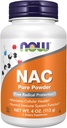 NOW Supplements, NAC (N-Acetyl Cysteine) 600 mg Pure Powder, Free Radical Protection*, Cellular Health*, Immune System Function* 4-Ounce (113 g)