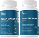 Dr. Tobias Vegan Omega 3 Algae Oil and Blood Pressure Support Supplement, Supports Normal Circulatory Health, Gut Immune Function and Overall Wellness, Non-GMO