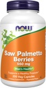NOW Foods Supplements, Saw Palmetto Berries (Serenoa repens) 550 mg, Men's Health*, 250 Veg Capsules