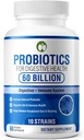 Probiotics for Digestive Health 60 Capsules | 60 Billion CFU Scientifically Formulated Multi Strain Probiotic Blend | Organic Supplements with Prebiotics for Men & Women (60 Billion Probiotics)